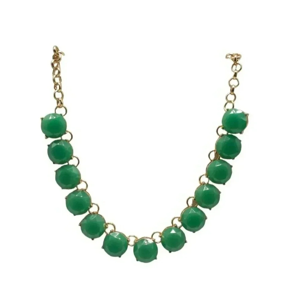 The Limited Green Acrylic Statement Necklace Adjustable Gold Tone Vintage 20$